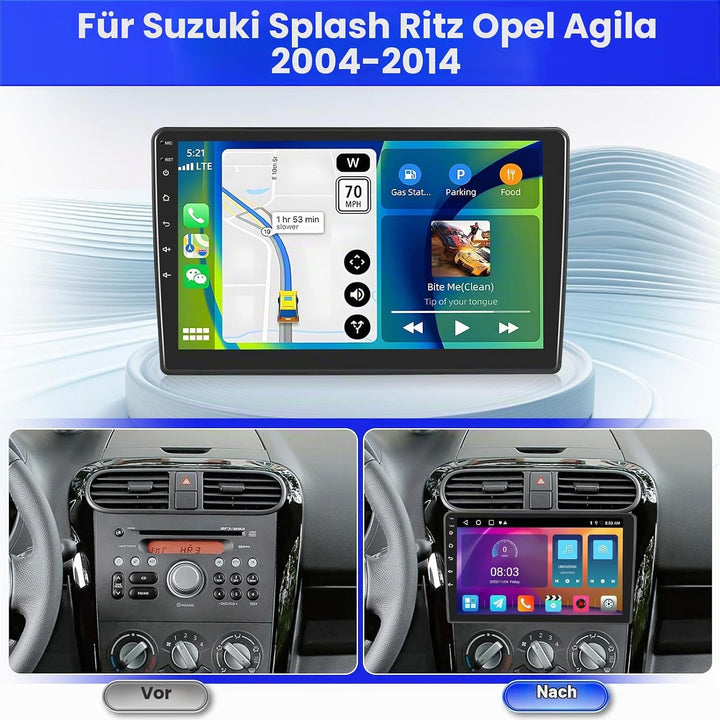 Radio für Suzuki Splash Ritz/Opel Agila 2004-2014 Android 15 2+64G mit Wireless CarPlay Android Auto