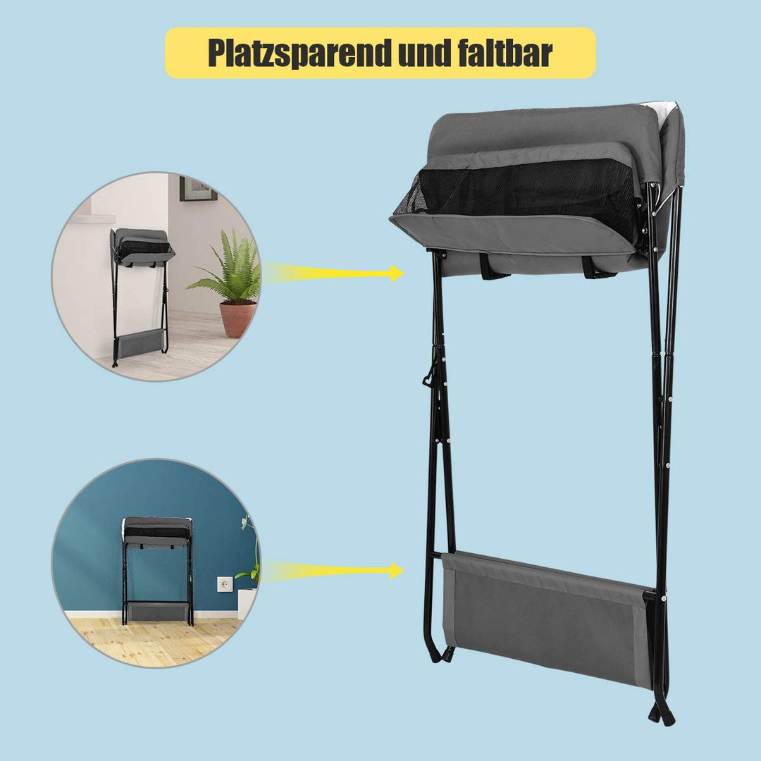 GOPLUS Klappbarer Wickeltisch, Wickelregal mit Wasserabweisender Ablagefläche mit Aufbewahrungskorb,