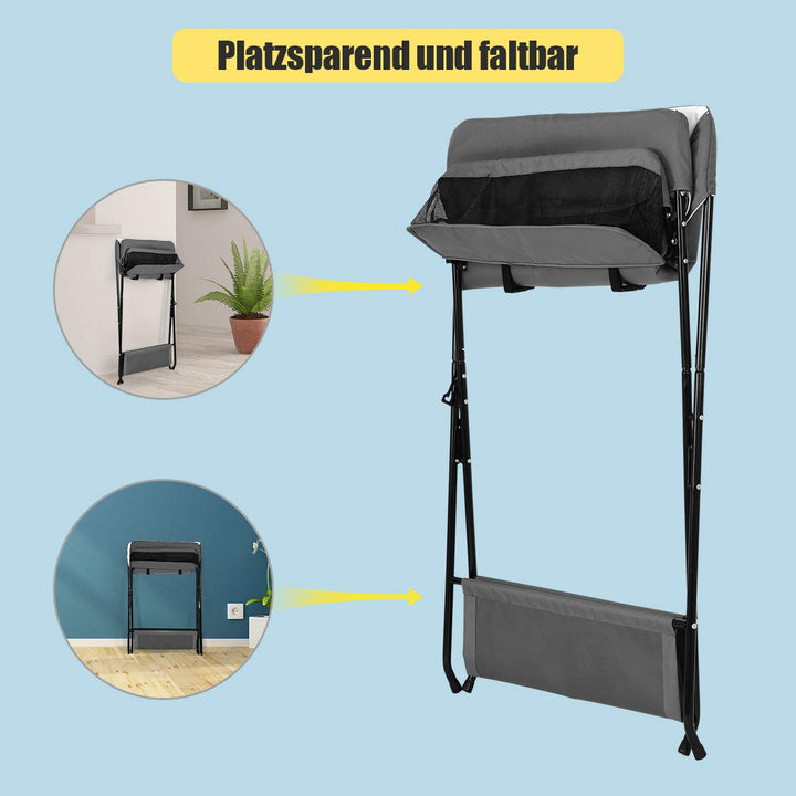 GOPLUS Klappbarer Wickeltisch, Wickelregal mit Wasserabweisender Ablagefläche mit Aufbewahrungskorb,