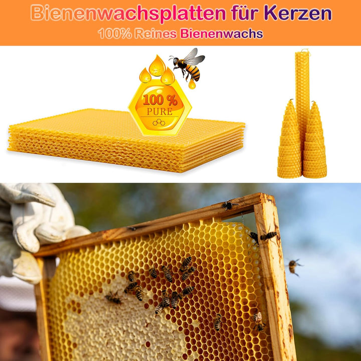 Yannige Bienenwachsplatten für Kerzen,Bienenwachskerzen Selber Machen Set,100% Reines Bienenwachs,12