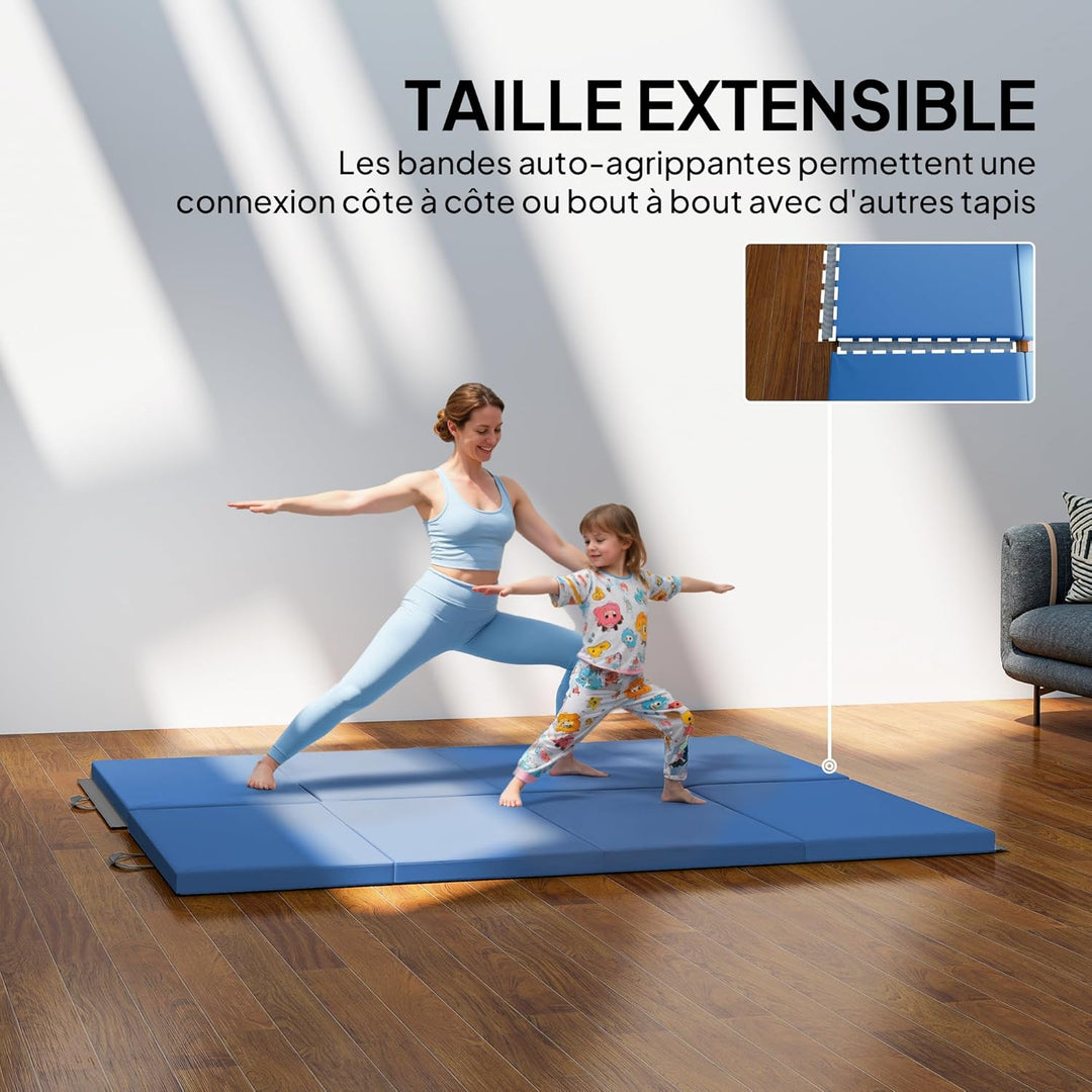 HOMCOM Faltbare Gymnastikmatte, dicke Gymnastikmatte, 180 x 80 x 5 cm, mit Griff, Bodenmatte für Yog