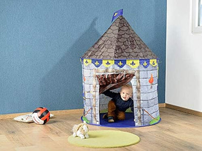 infactory Ritterzelt Kinder: Kinder-Spielzelt im Ritterburg-Look mit Tür & Fenster, Transporttasche