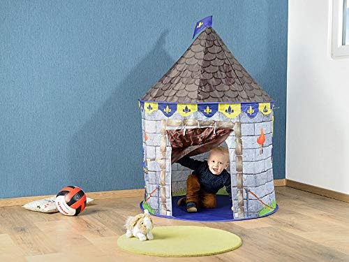infactory Ritterzelt Kinder: Kinder-Spielzelt im Ritterburg-Look mit Tür & Fenster, Transporttasche