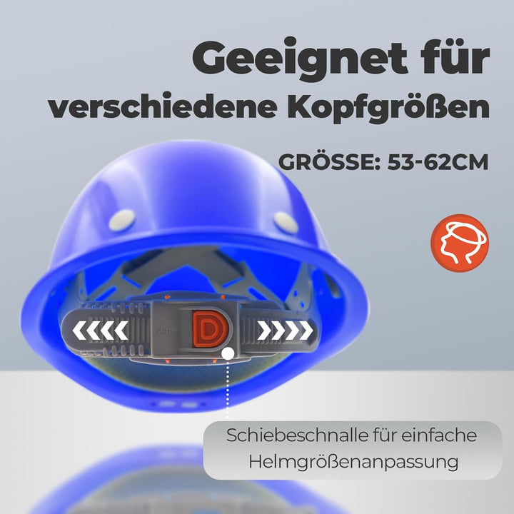 Bauhelm EN397, Mustbau Sicherheitsheilm, Arbeitshelm Schutzhelm für 53-65 cm Kopfumfang verstellbar,