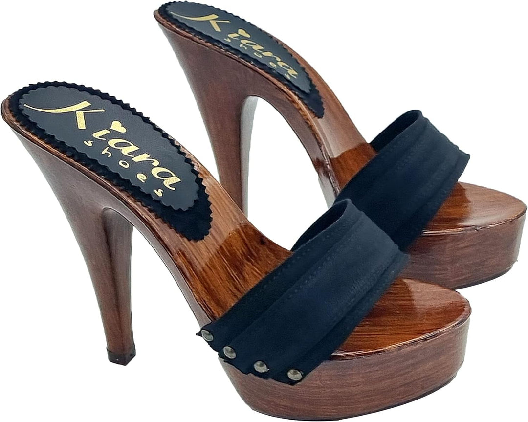 Schwarze Clogs für Frauen mit sehr hohen Absätzen - K9201 Nero (41 EU, SCHWARZ) 41 EU Schwarz, 41 EU