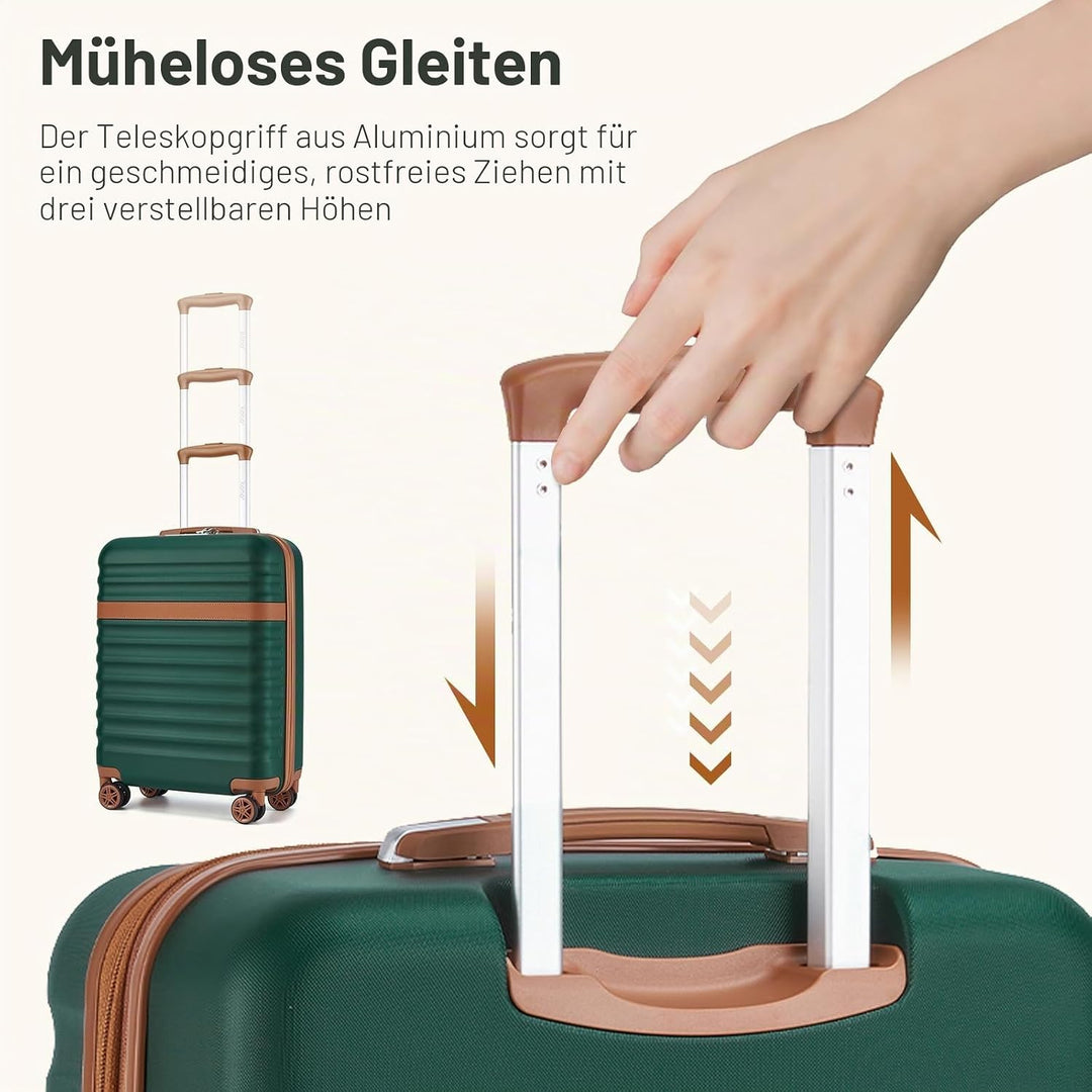 KONO Kofferset 3-teilig Trolley Reisekoffer leicht aus ABS+PC mit 4 Rollen Hartschalenkoffer TSA Sch