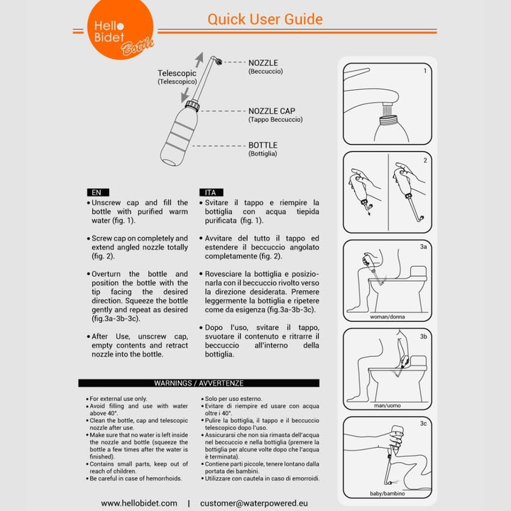 Hello Bidet Flasche für Intimpflege - Intimreinigung für Zuhause oder Unterwegs