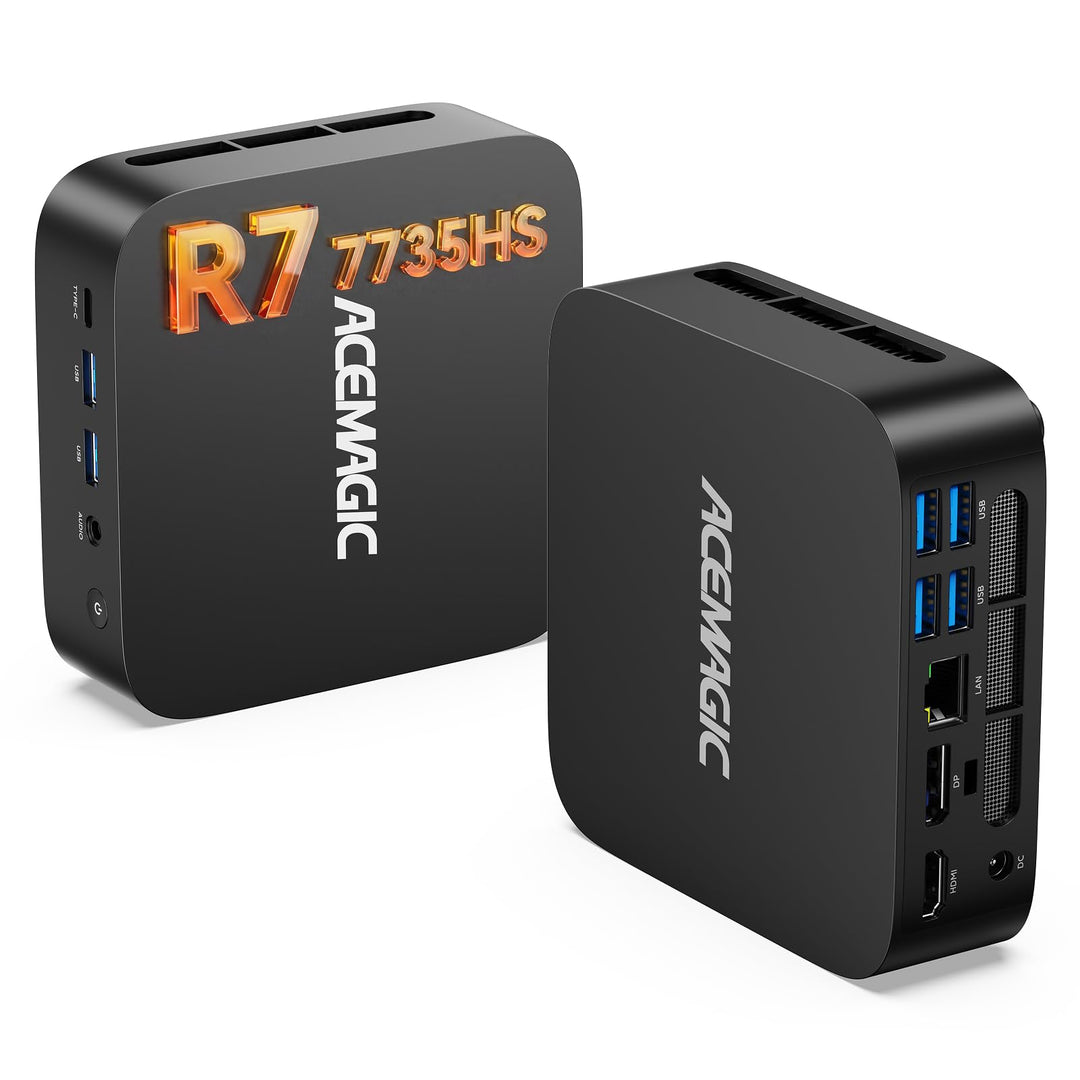 ACEMAGIC M1 Mini PC, AMD Ryzen 7 7735HS (8C/16T, bis 4,75GHz), 24GB LPDDR5 5500 MT/s 512GB NVMe SSD