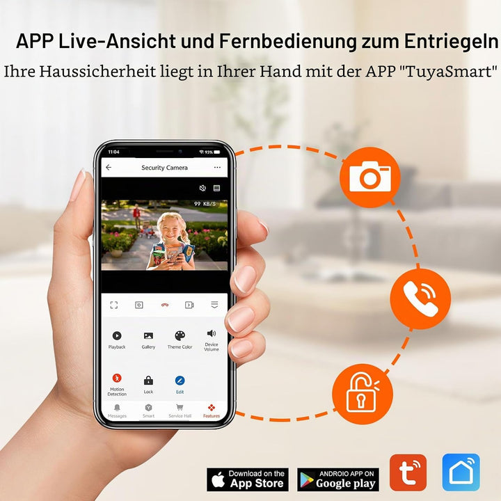 2 Draht WLAN 1080P HD Video-Türglocke-Kamera mit Monitor, Video-Türtelefon Intercom-System, 10 Zoll