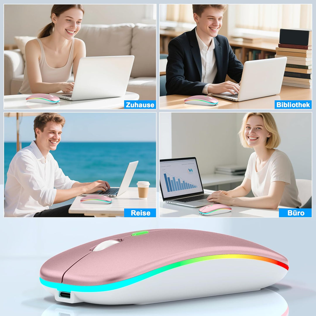 Azmall Kabellose Maus mit Jiggler-Modus – Bluetooth 5.2 & 2.4G Funk, für Laptop, PC, iOS, Android, i