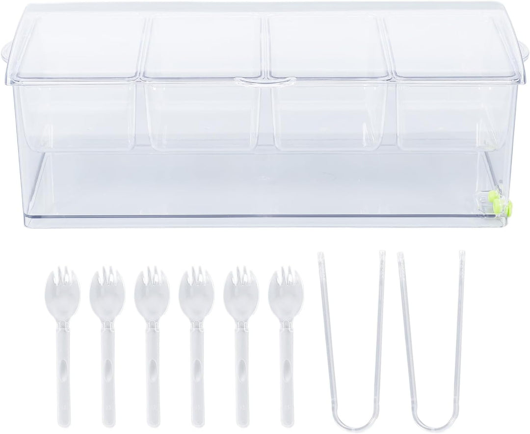 Eisgekühlter Gewürzbehälter, Transparenter Saucenbehälter, Serviertablett aus Kunststoff, Aufbewahru