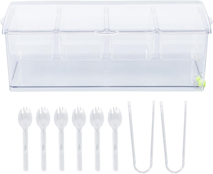 Eisgekühlter Gewürzbehälter, Transparenter Saucenbehälter, Serviertablett aus Kunststoff, Aufbewahru