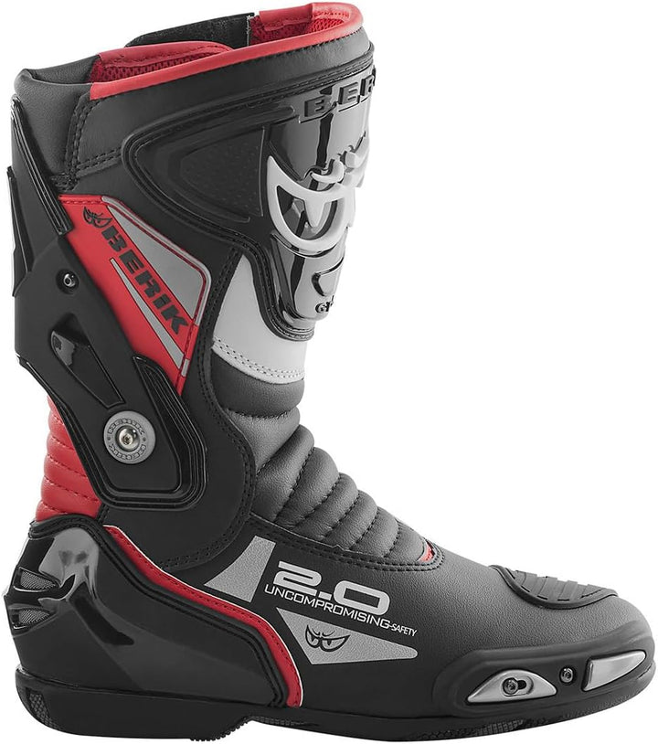 Berik Shaft 2.0 Motorradstiefel, schwarz/rot, 42 42 EU Schwarz Rot, 42 EU Schwarz Rot