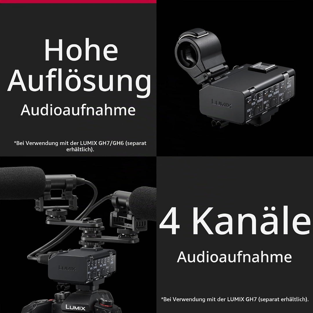 Panasonic Lumix DMW-XLR2 XLR-Mikrofonadapter für die Panasonic Lumix DC-GH7, 32-Bit-Float-Aufnahme,