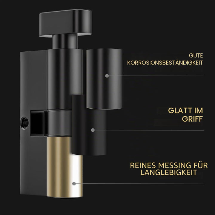 2 Stück 30T/30mm Euro Messingzylinder, 60mm Drehknauf/Schlüsselzylinderschloss mit 10 horizontalen M