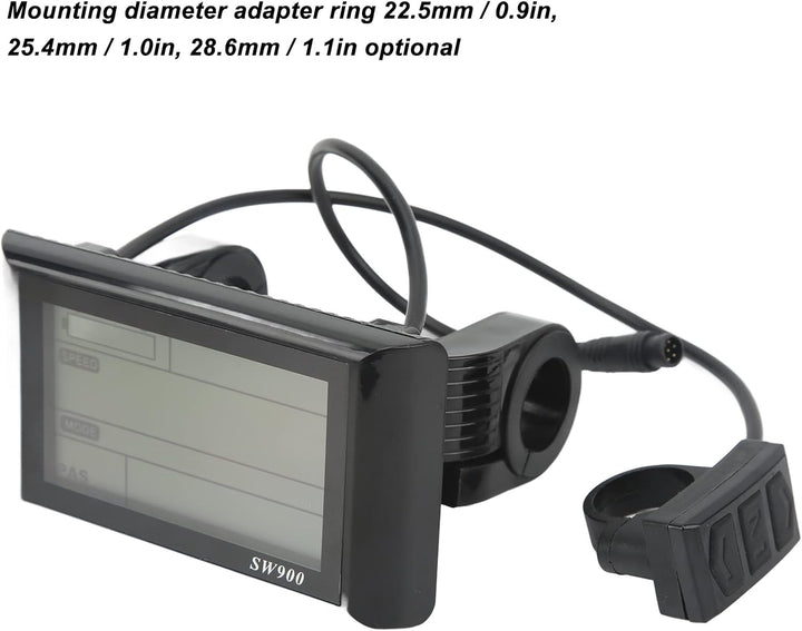 Elektrofahrrad-LCD-Display, SW900-Display-Bedienfeld, Wasserdichtes LCD-Display-Messgerät, Elektrofa