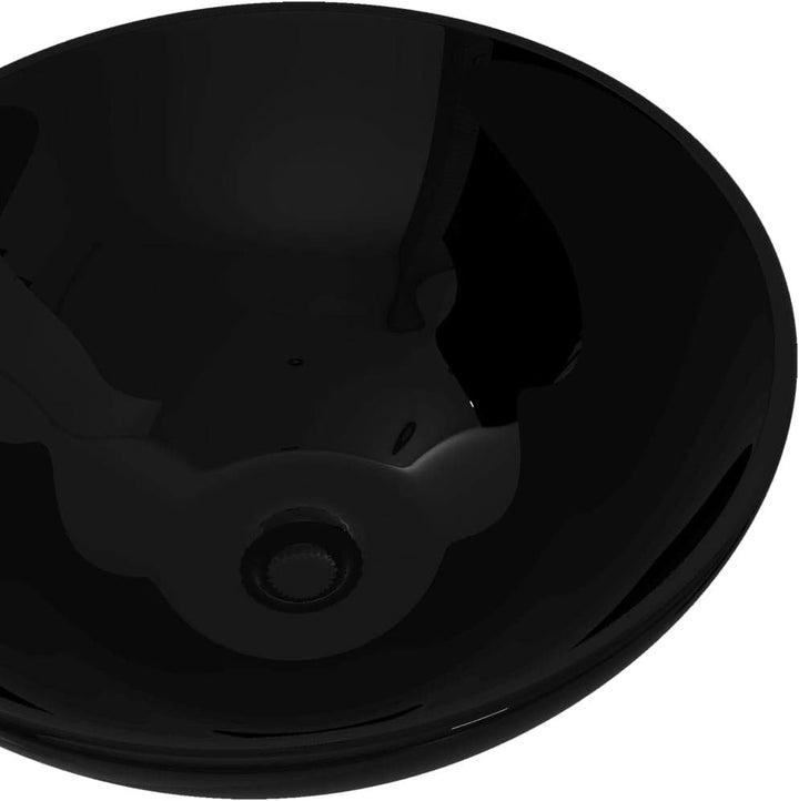 Keramik Waschbecken Rund 32,5x14 CM schwarz Aufsatzwaschbecken Eckig Waschbecken Gäste WC Badezimmer