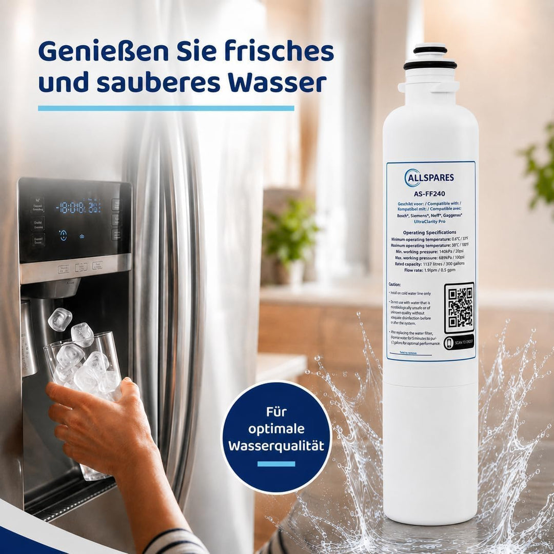 AllSpares Wasserfilter für Kühlschrank Ultra Clarity Pro geeignet für Bosch Siemens Neff 11032518 /