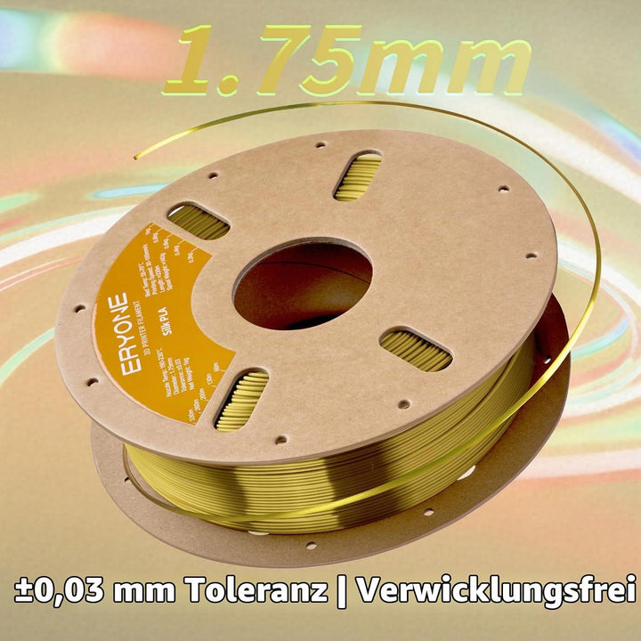 ERYONE Silk PLA Filament 1.75 mm, 3D Drucker Filament PLA Silk,+/- 0.03 mm, 1 kg/Spule, Seiden PLA B