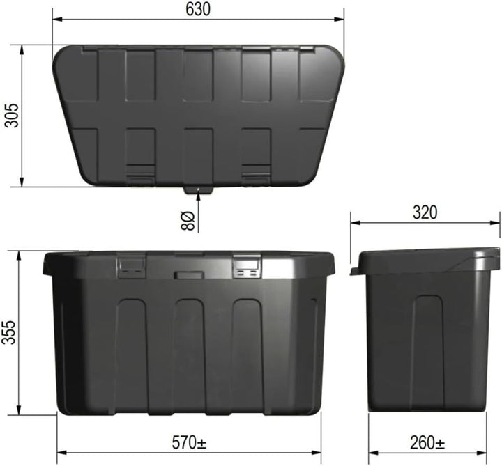 ProPlus CG Car Professional 340061 Aufbewahrungsbox Deichsel Kunststoff, 320 x 630 x H355 mm