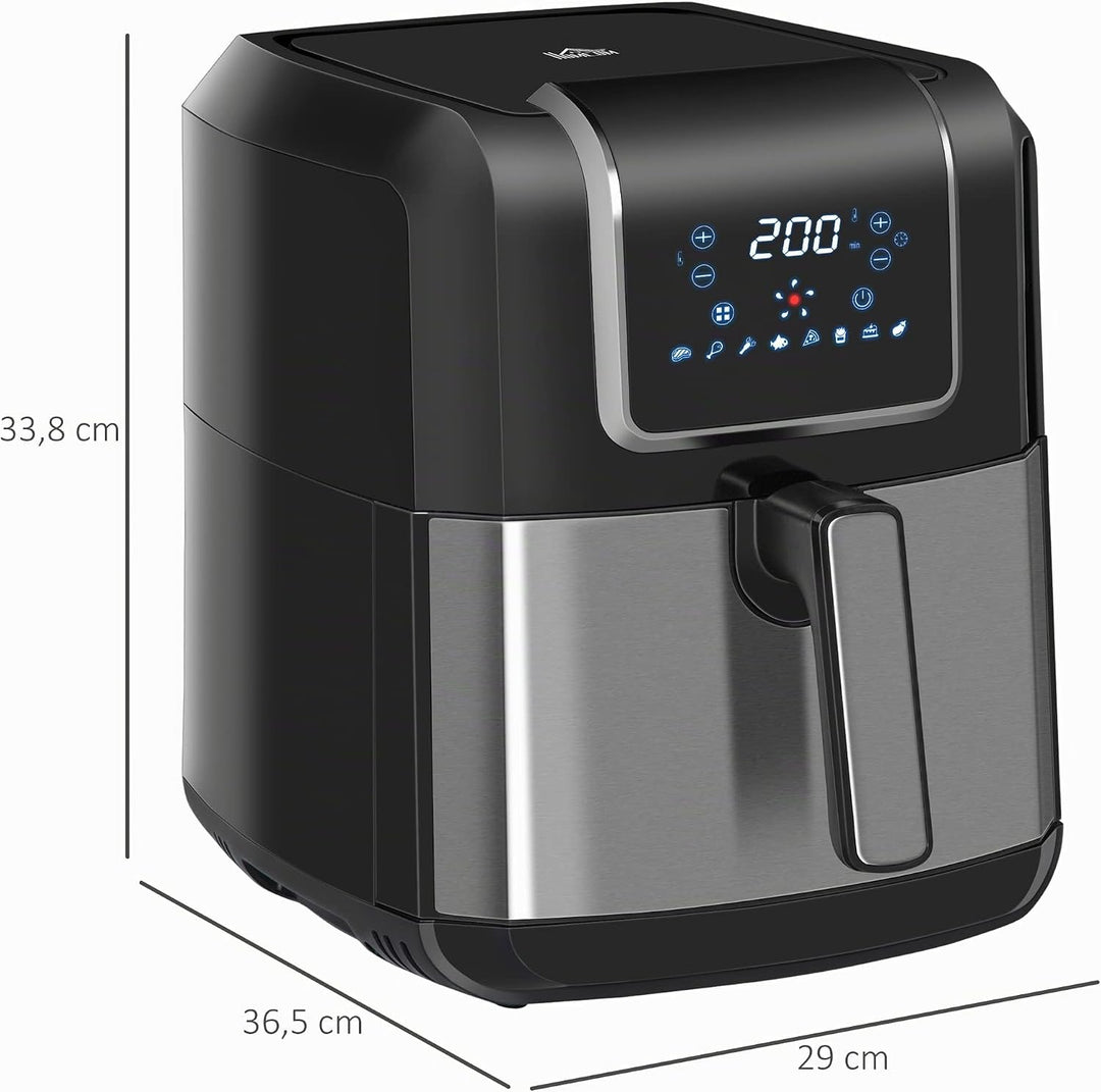HOMCOM Dual Zone Heissluftfritteuse 6,5 L Airfryer 1700W mit 2 Fächer, 8 Programme, LED-Display, Ant