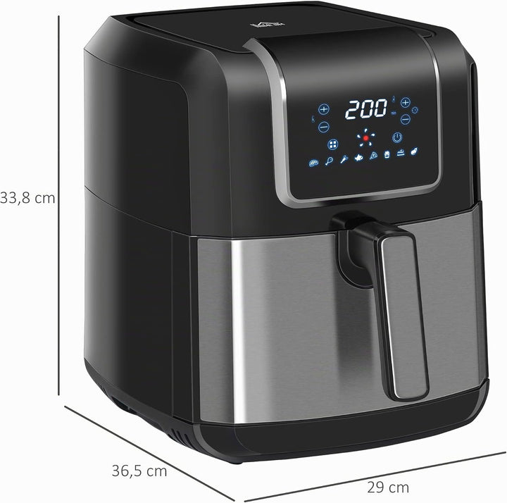 HOMCOM Dual Zone Heissluftfritteuse 6,5 L Airfryer 1700W mit 2 Fächer, 8 Programme, LED-Display, Ant