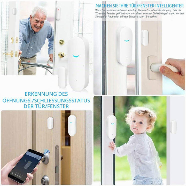 Tuya WiFi Door and Window Sensors, Smart Alarm with Free Notification App Control, Home Security Ala