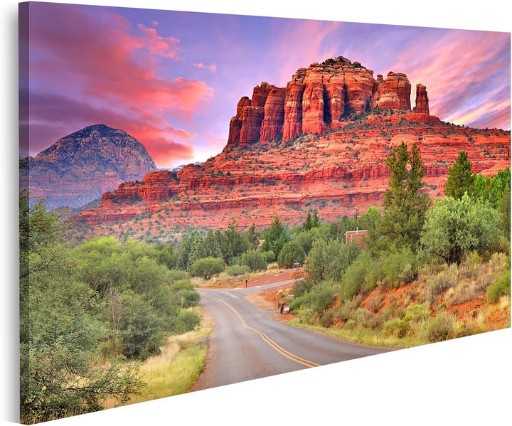 islandburner Bild auf Leinwand Sedona Arizona Dämmerung Landschaft Mit Bäumen Bilder Wandbilder Post