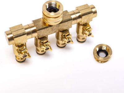 UPP Wasserverteiler 4-Wege I Für 1/2" & 3/4" Wasserhahn-Anschluss mit Steckkupplung I 4-Fach-Verteil