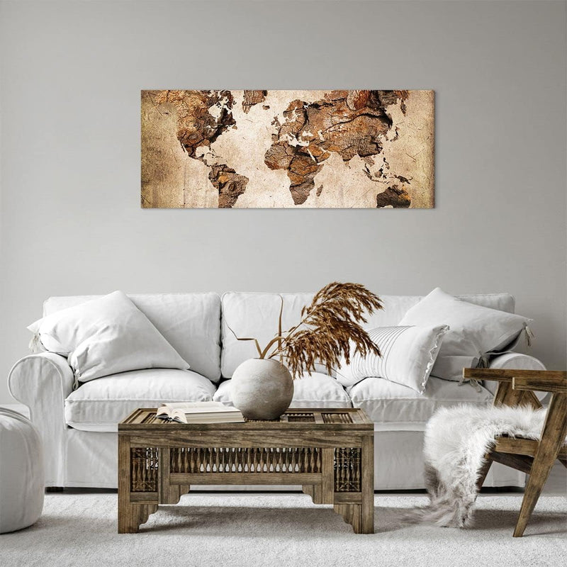 Panorama Bilder auf Leinwand 100x40cm Leinwandbild Karte Welt modern Gross Wanddeko Bild Schlafzimme