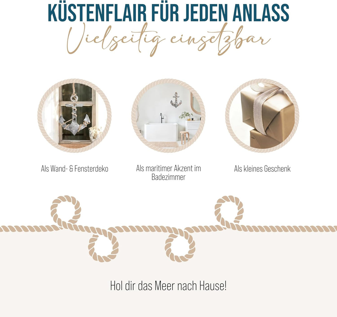 Logbuch-Verlag Grosser Deko Anker Metall 29 cm zum Aufhängen als Symbol Geschenk Hochzeit Geburtstag
