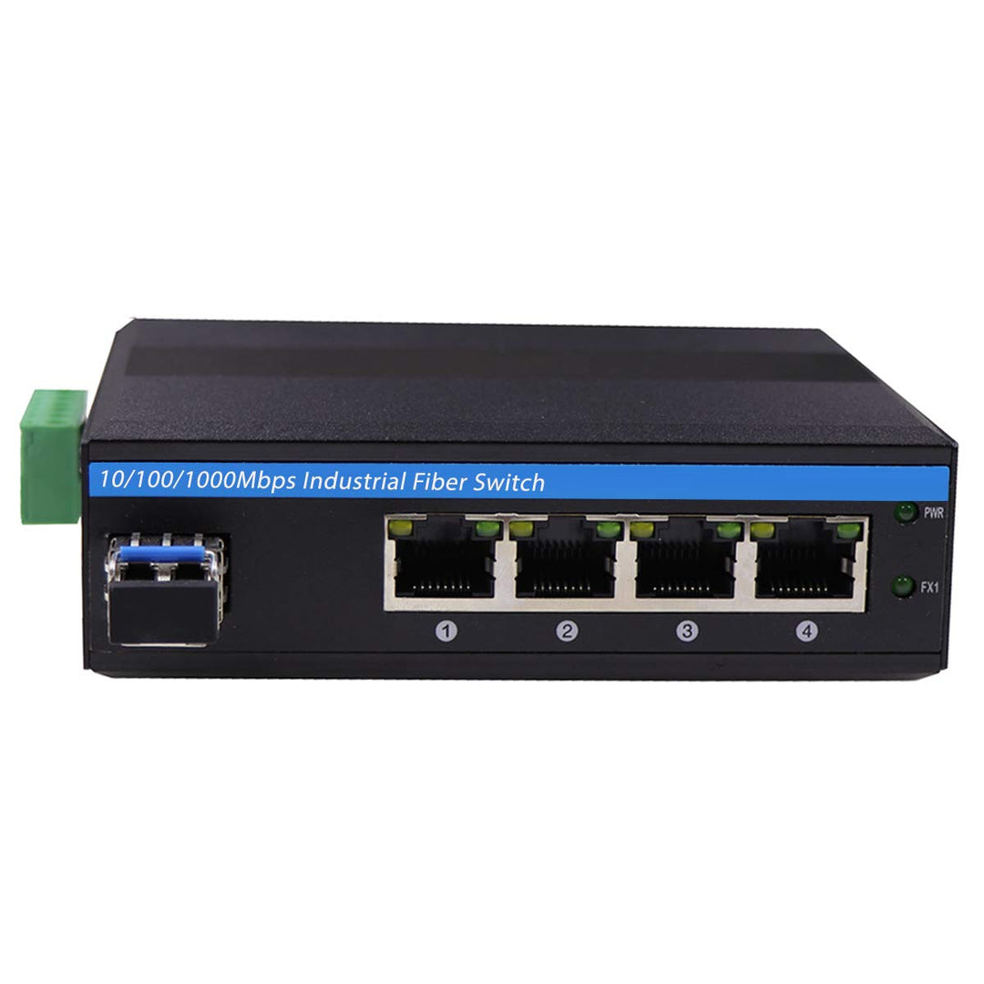 Harter 5-Port Gigabit Ethernet Glasfaserkonverter für den Aussenbereich Industrieller DIN-Rail Netzw