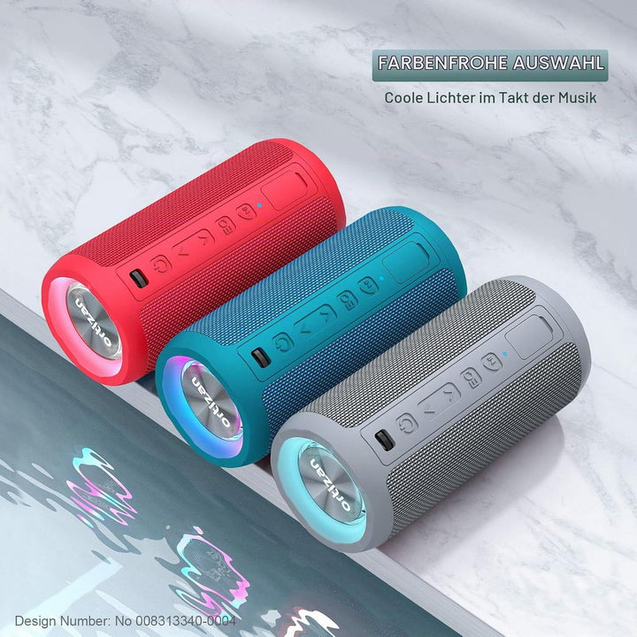 Ortizan Bluetooth Lautsprecher mit Licht, Musikbox Tragbarer Bluetooth Box mit IPX7 wasserdicht, Dua