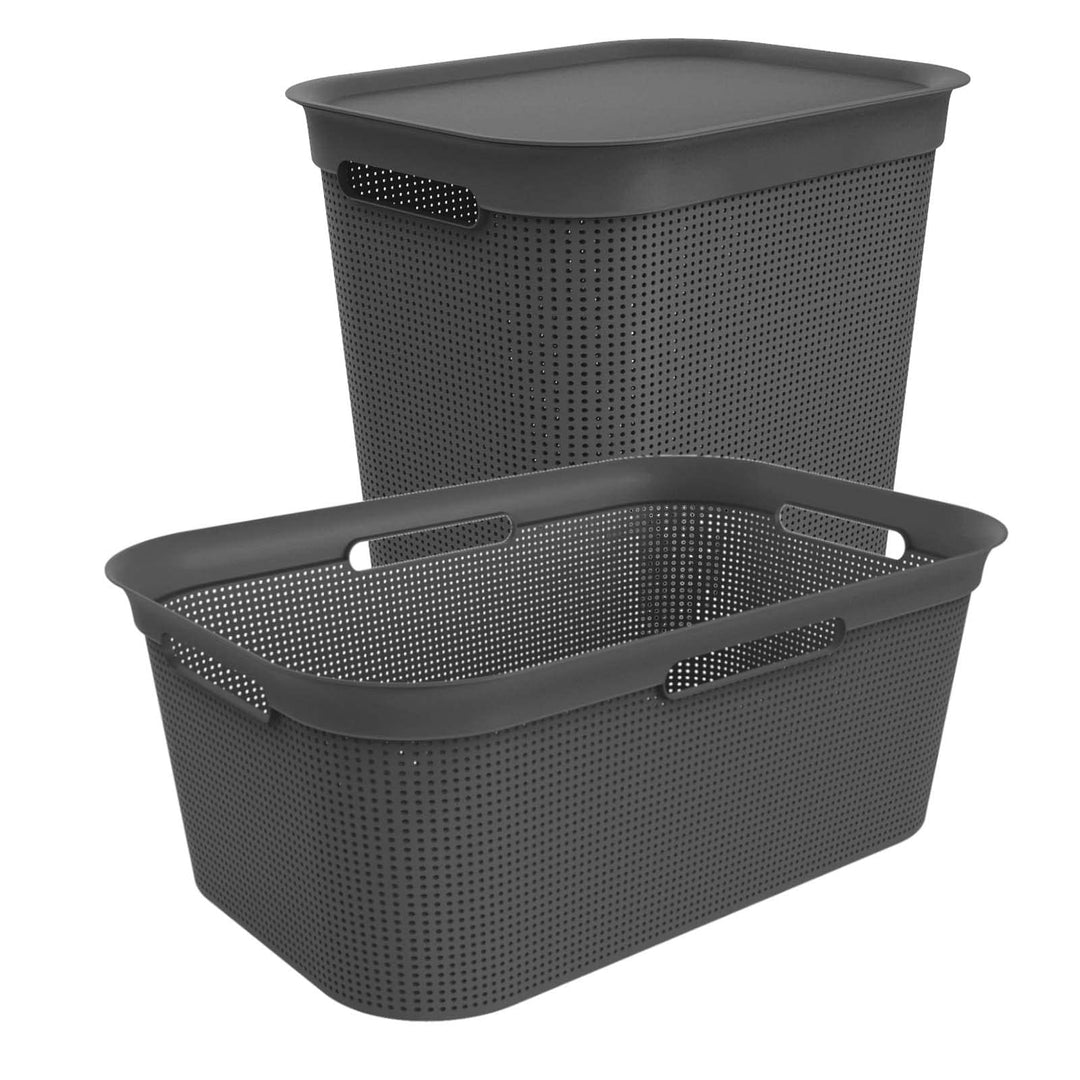 Rotho Brisen Wäscheset 2tlg. 50l, 41l, Kunststoff (PP) BPA-frei, anthrazit, 50l, 41l, Anthrazit