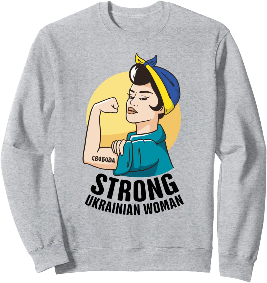 Starke ukrainische Frau ukrainische Flagge ukrainisches Hemd Damen Sweatshirt