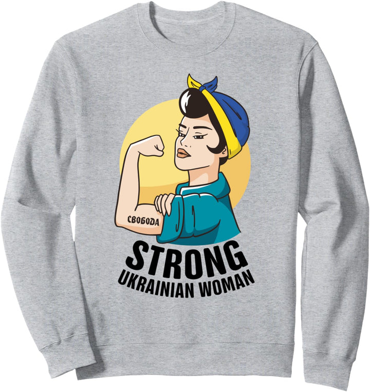 Starke ukrainische Frau ukrainische Flagge ukrainisches Hemd Damen Sweatshirt