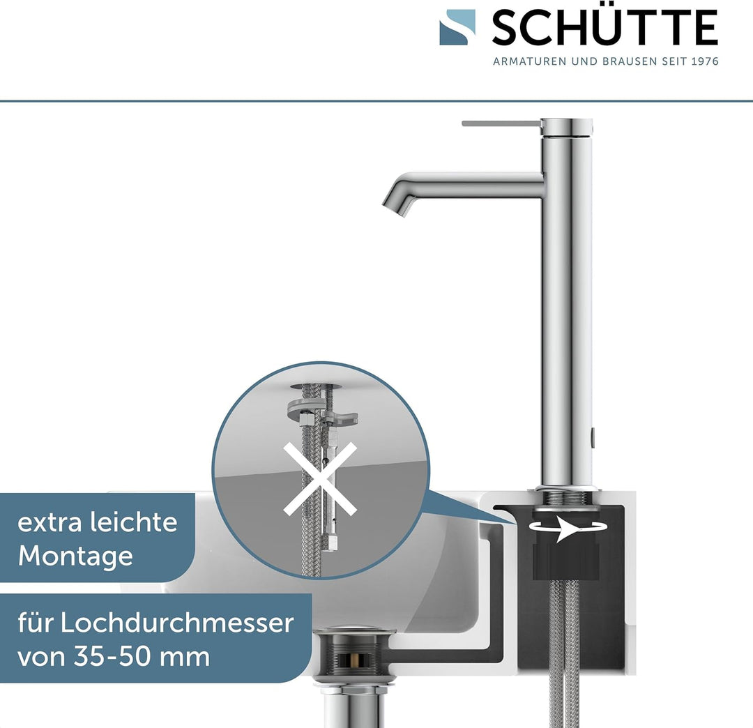 SCHÜTTE Waschtischarmatur für Aufsatzwaschbecken LOS ANGELES 33110, Wasserhahn Bad hoher Auslauf, ho