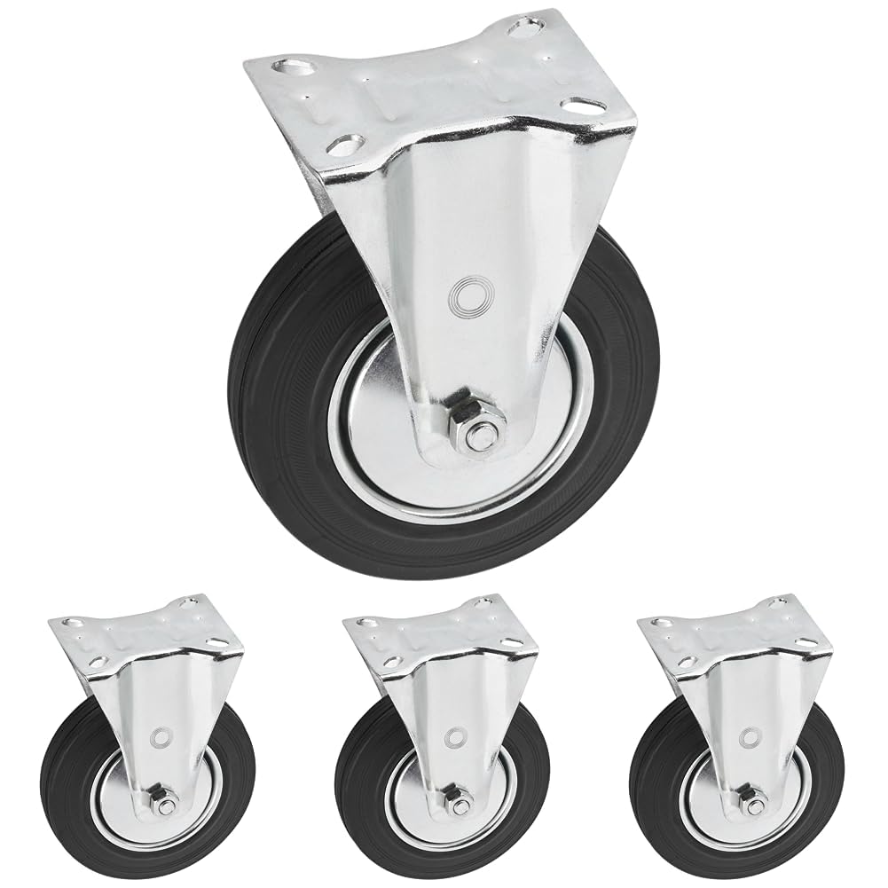 Metafranc Bockrolle Ø 125 mm - 104 x 80 mm Platte - Vollgummi-Rad - Weiche Lauffläche - Rollenlager