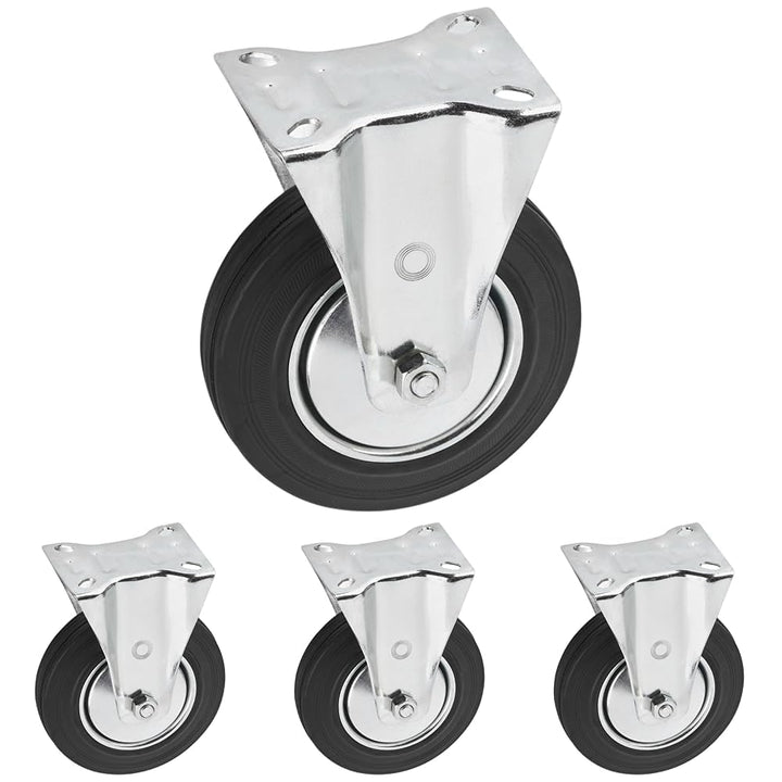 Metafranc Bockrolle Ø 125 mm - 104 x 80 mm Platte - Vollgummi-Rad - Weiche Lauffläche - Rollenlager