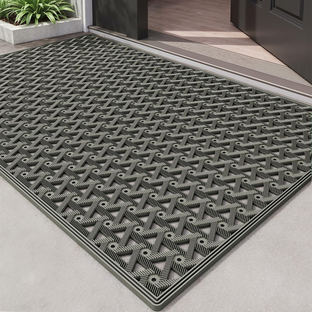 DEXI Fussmatte Aussen 81 x 122 cm, rutschfeste Schmutzfangmatte mit Drainagelöchern, Wasserdicht & W