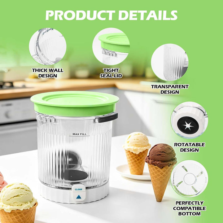2 Stück Creami Swirl Behälter Kompatibel mit Ninja Creami NC700 und NC701, 480 ml Eisbehälter für Ni