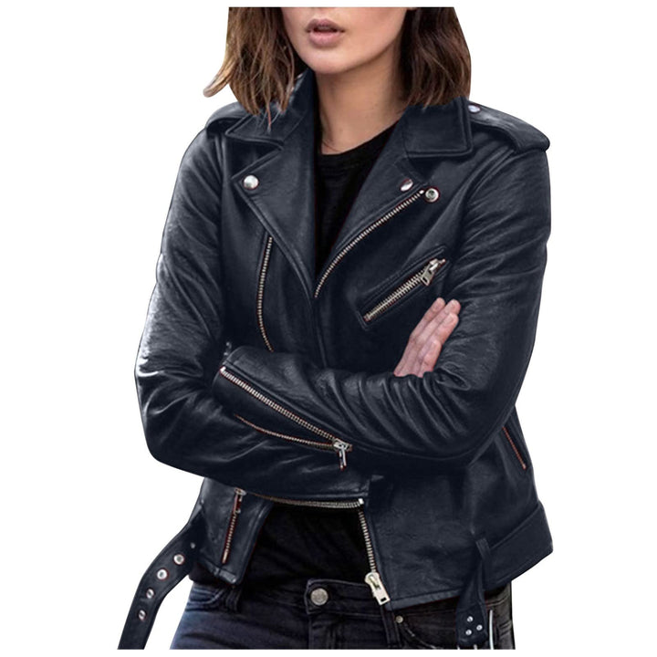 Damen Kunstlederjacke Moto Biker Lederjacke Reversjacke Für Lokomotiven Kurz Geschnittenes Oberteil