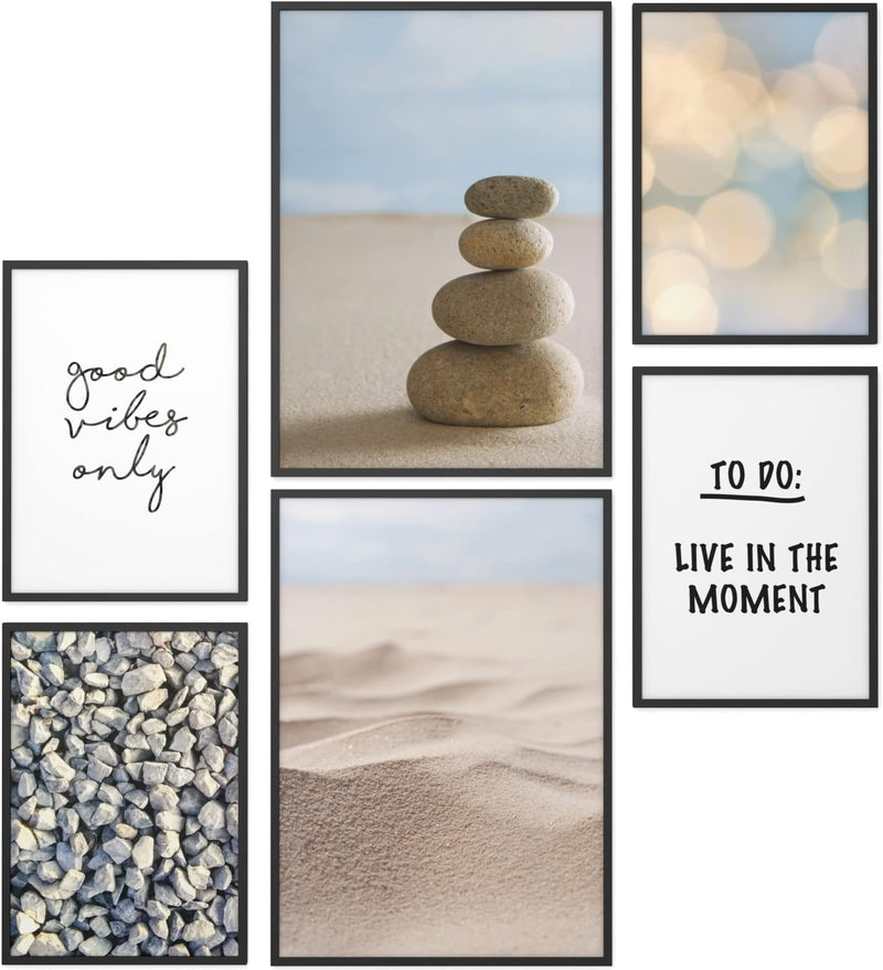 Papierschmiede® Mood Poster Set Meditation, Deko Bilder Wohnzimmer, 2x DIN A3 (ca. 30x42) und 4x DIN