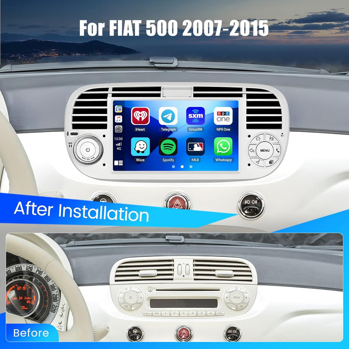 Hikity Android 13 Autoradio mit Navi für FIAT 500(2007-2015), 7 Zoll Touchscreen Auto Radio Bluetoot