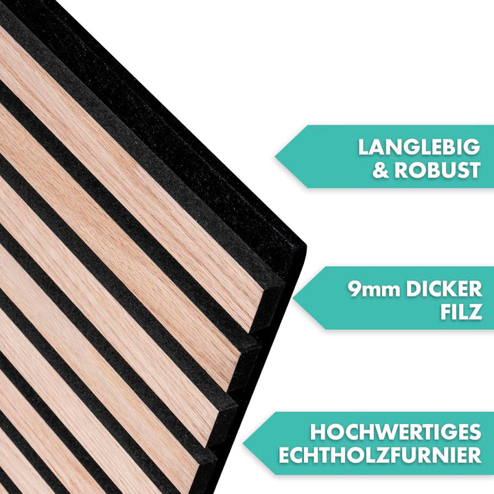Floordirekt 3D Akustikpaneele 118 x 60 cm, Wandpaneele mit Echtholzfurnier für eine angenehme Raumak