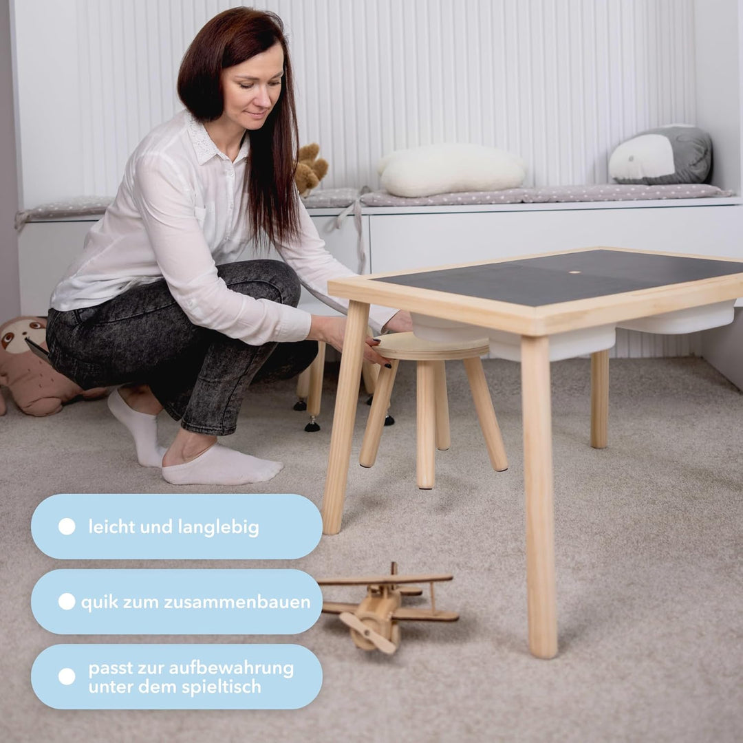 Cateam Tritthocker aus Holz für Kinder und Kleinkinder – 2er-Set – Weiss – Kinderhocker mit ausziehb