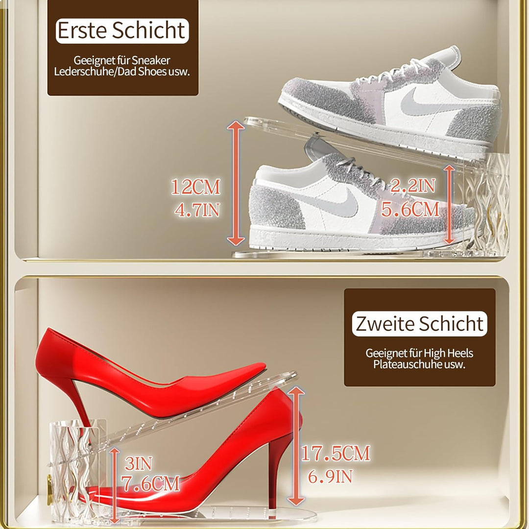 15 Stück verstellbare transparente Schuhschlitz-Organizer, platzsparend, doppellagig, Schuhregal Sch