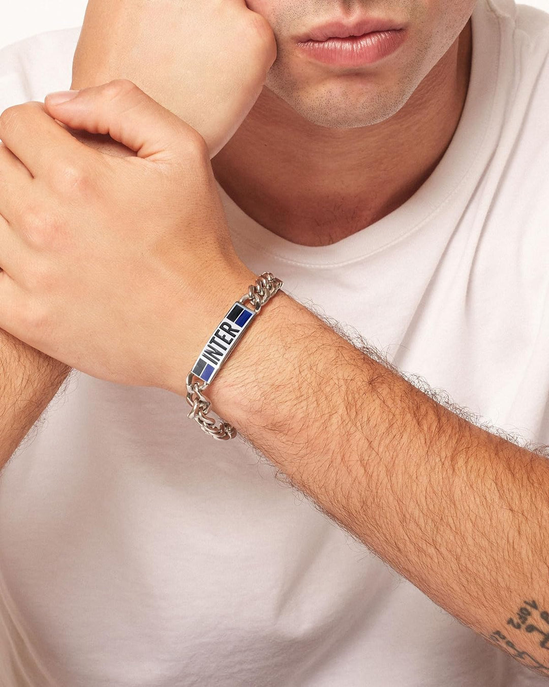 F.C. Internazionale Armband Stahl, Herren, Schwarz Blau Stahl, Taglia Unica, Edelstahl, Kein Edelste