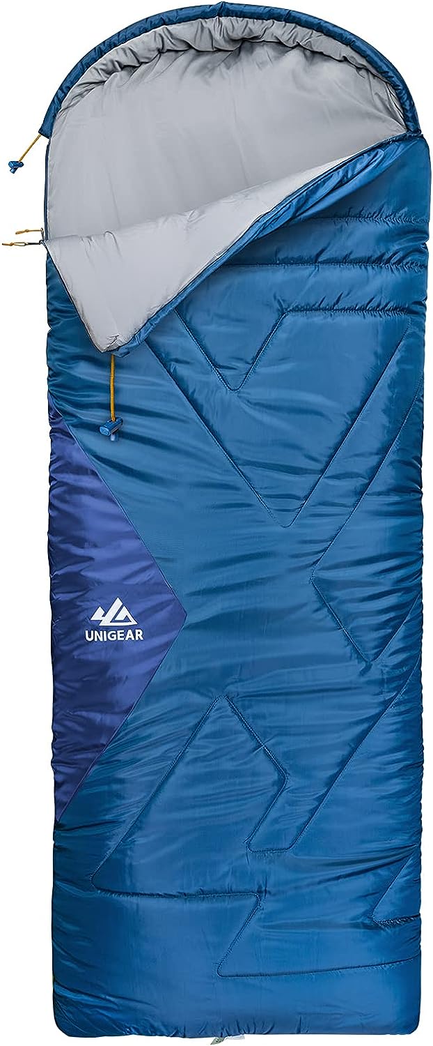 Unigear Camfy Bed 30°F Camping Schlafsack für Erwachsene & Kinder, Deckenschlafsack für 3-4 Jahresze