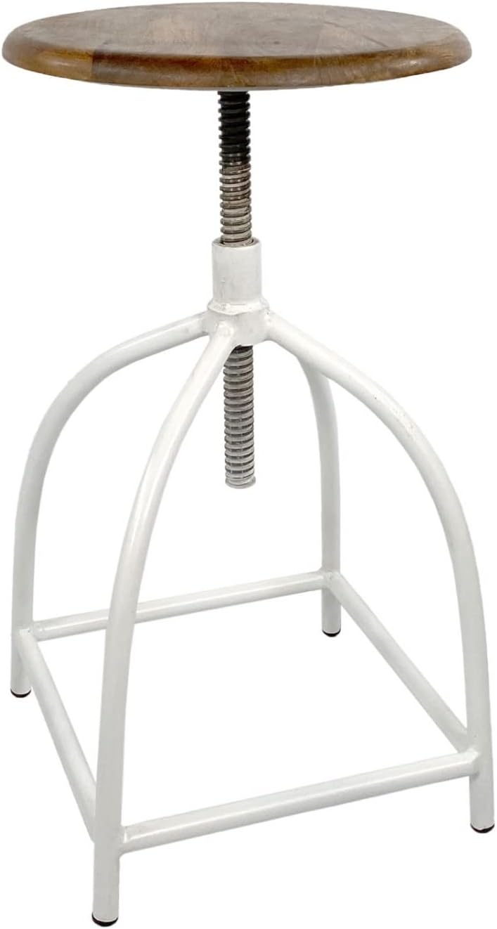 casamia Drehhocker höhenverstellbar Liverpool Holz Metall Industrial Farbe weiss 1 Hocker, Weiss 1 H